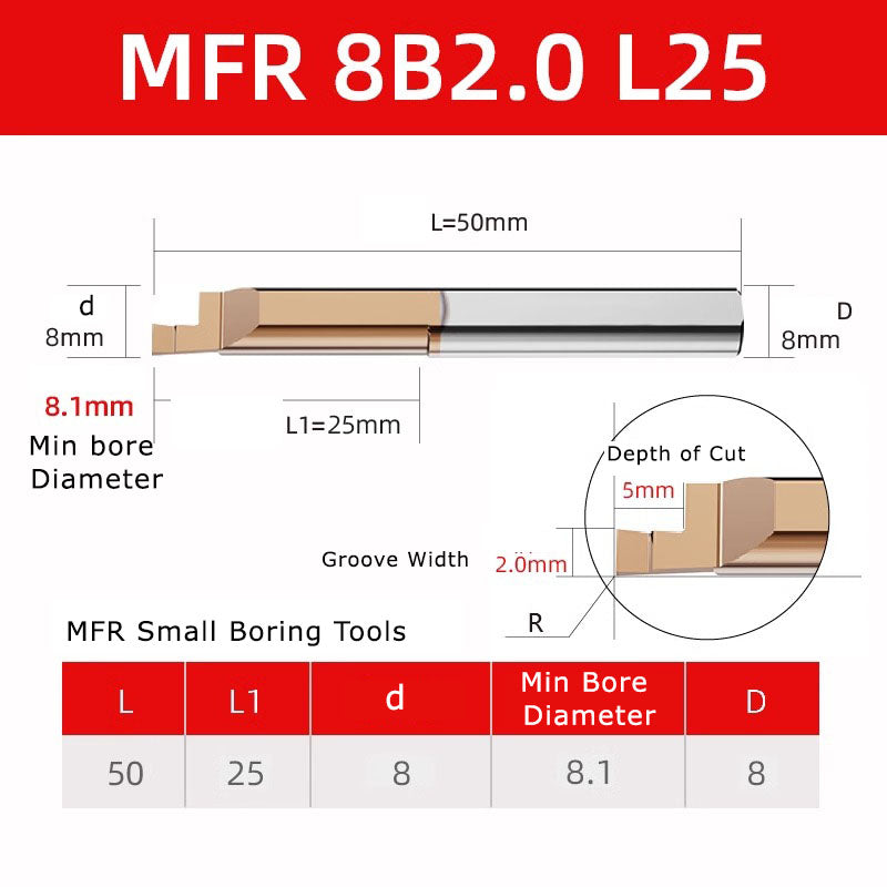 4051 MFR tungsten steel end face slot cutter, small diameter inner hole boring cutter, hard integral alloy small hole end face CNC MFL turning tool holder Shandong Denso Pricision Tools Co.,Ltd.